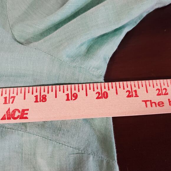 Talbots Womens Embroidered 100% Cotton Peasant Top Size MP Green Boho Hippie - Picture 8 of 9